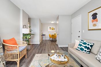 Living room with wood style flooring